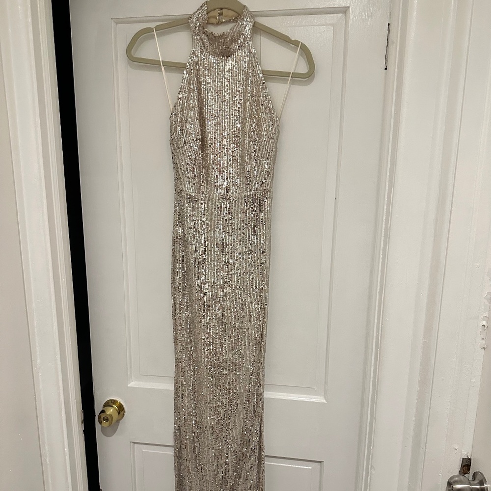 Halter Maxi Sequin Dress with slit